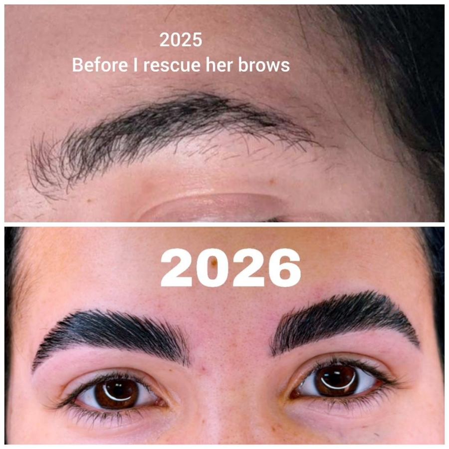 Brow transformation, before and after