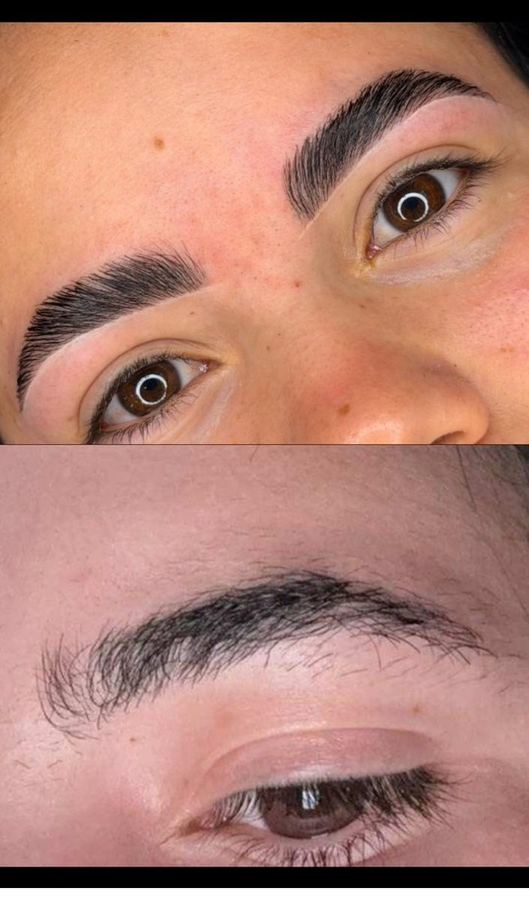 Sparse brows before, defined brows after