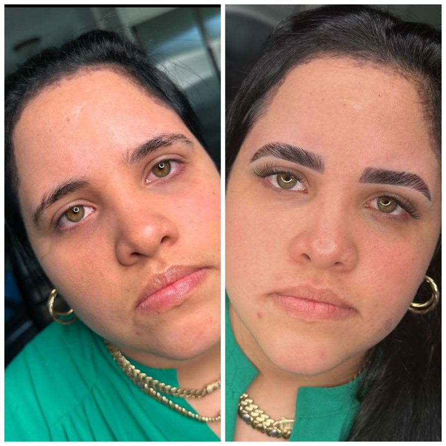 Client before and after her brow appointment
